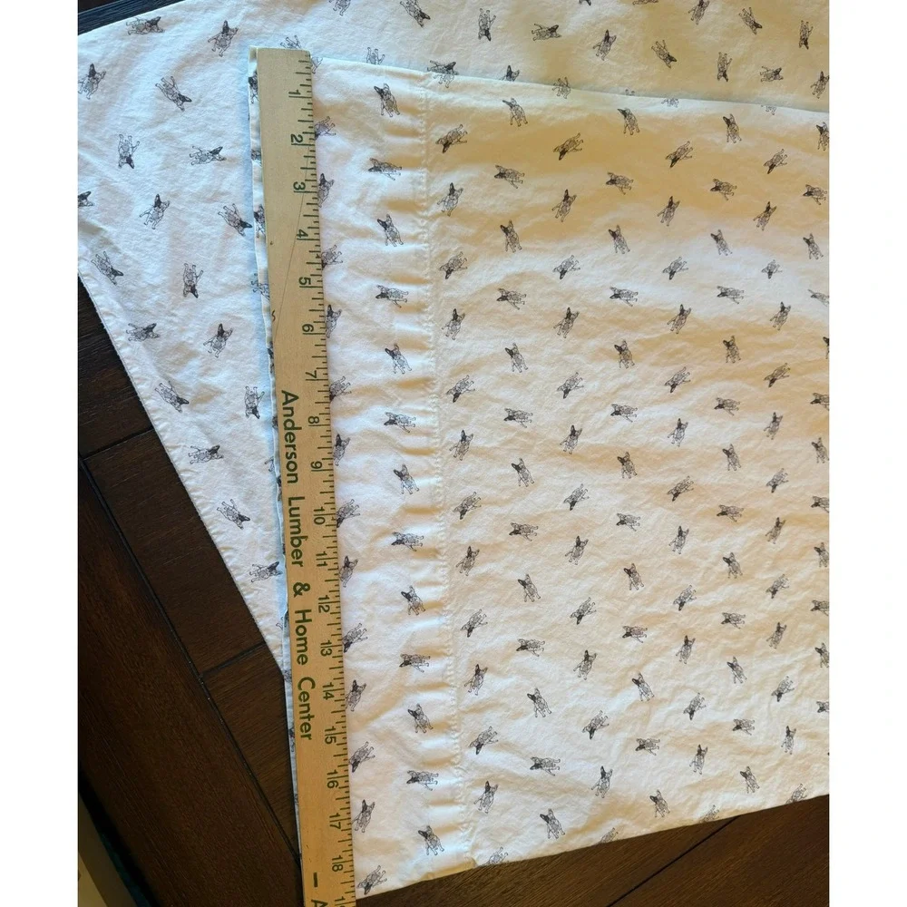 Lauren Ralph Lauren French Bulldog Print 100% Cotton Pillowcase Set White 2pc